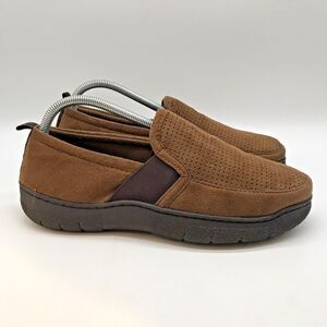 Dearfoams Cozy Comfort Moccasins Men's S (7-8) Coffee Brown Perforated Slippers